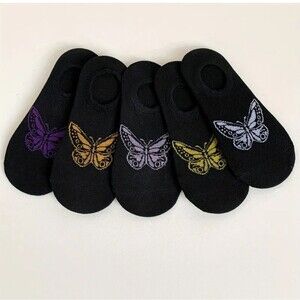 Black butterfly ankle socks multicolor butterfly no show socks
